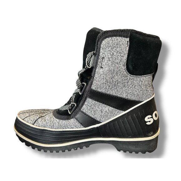 Sorel Tivoli Lace Up Booties Black and White - Picture 1 of 8
